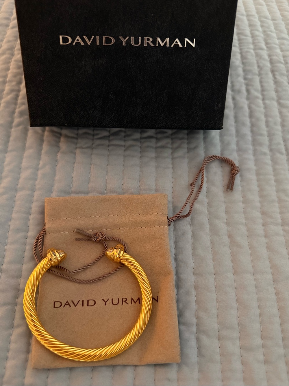 David Yurman style Gold Twisted Cable Open Cuff Bracelet